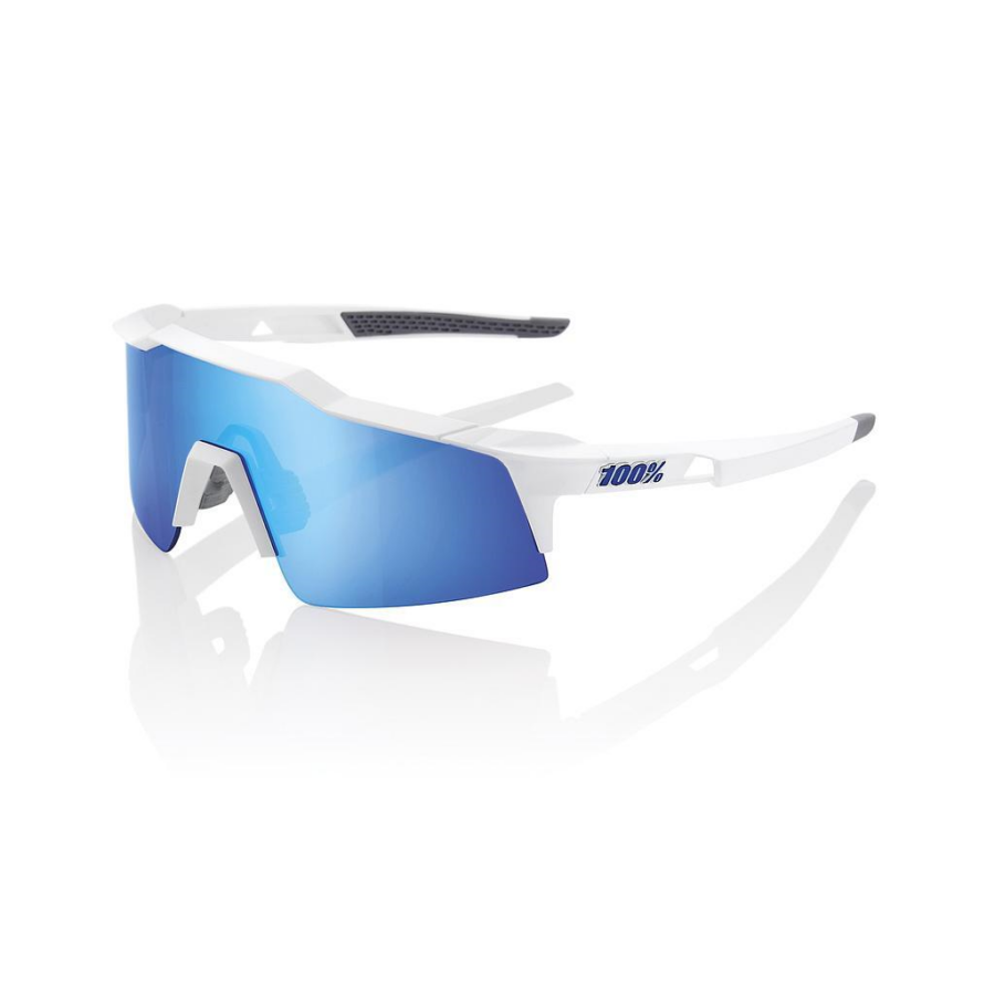 100% SPEEDCRAFT XS - Matte White - Blue Multilayer Mirror Lens